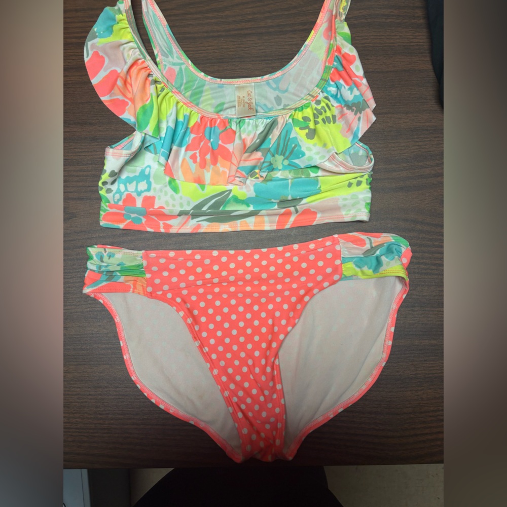 Cat & Jack Colorful Floral and Polka Dot Bikini